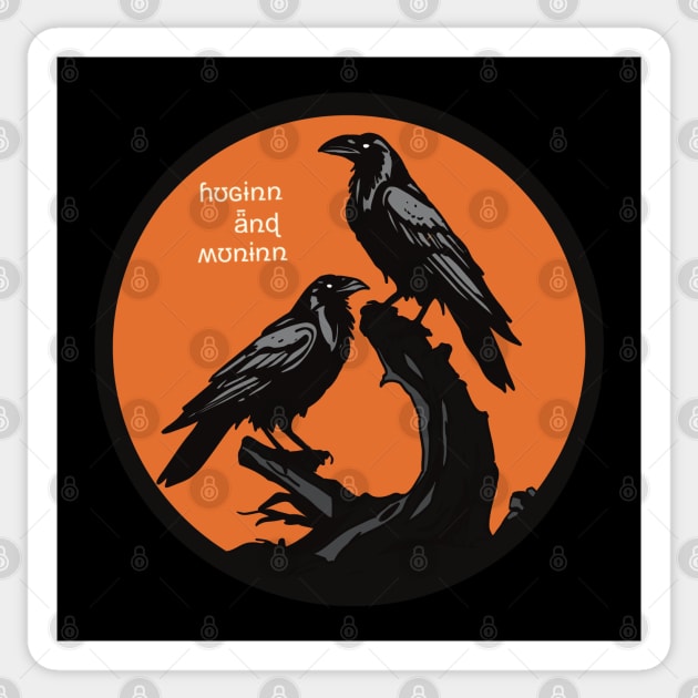 Huginn and Muninn Odin’s Ravens Sticker by Nigh-designs